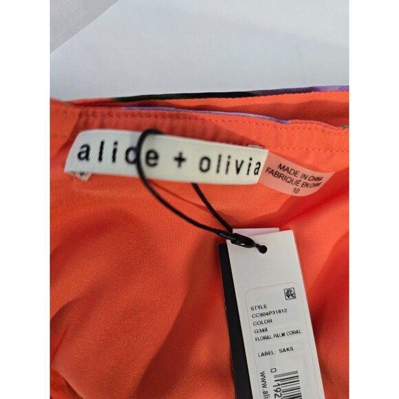 New! ALICE & OLIVIA CYRUS CORAL FLORAL JUMPSUIT HALTER SIZE 10 - Picture 12 of 12